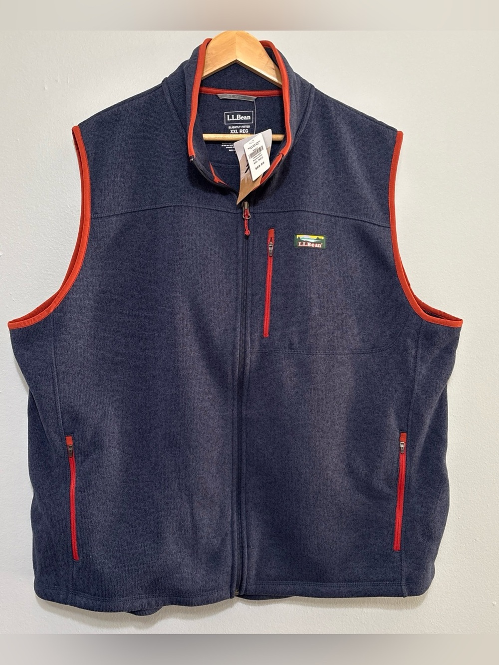 L.L. Bean Navy Fleece Vest with Red Trim men’s xxL
